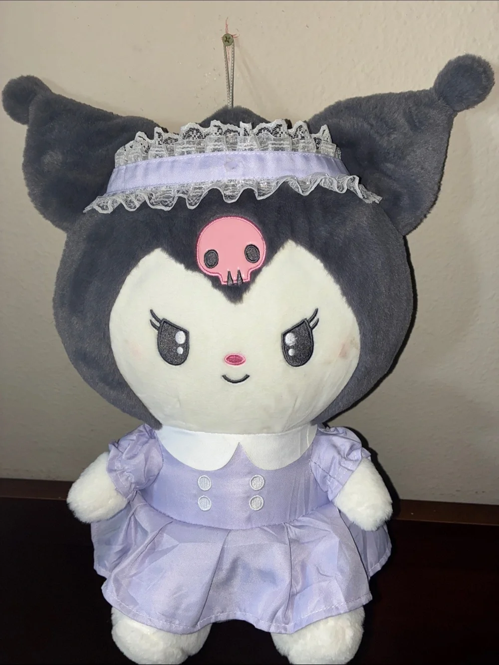 Sanrio Kuromi Plush in Lavender Dress - Gray, White, Pink Accents